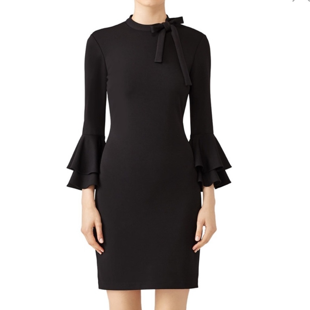 NWT Alexia Admor Tie Neck Ruffle Sleeve Sheath Cocktail Dress S
